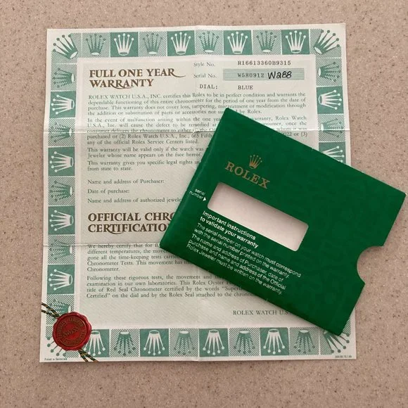 Rolex Warranty Paperwork 1997 Oyster Perpetual w/Sleeve Document Holder - Picture 2 of 11